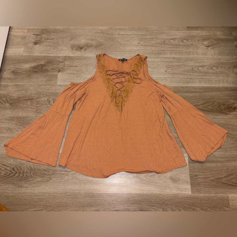 Women's Orange Top with Lace Detail